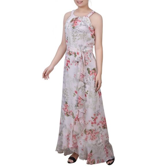 Petite Size Halter Front Chiffon Maxi Dress - Picture 1 of 3